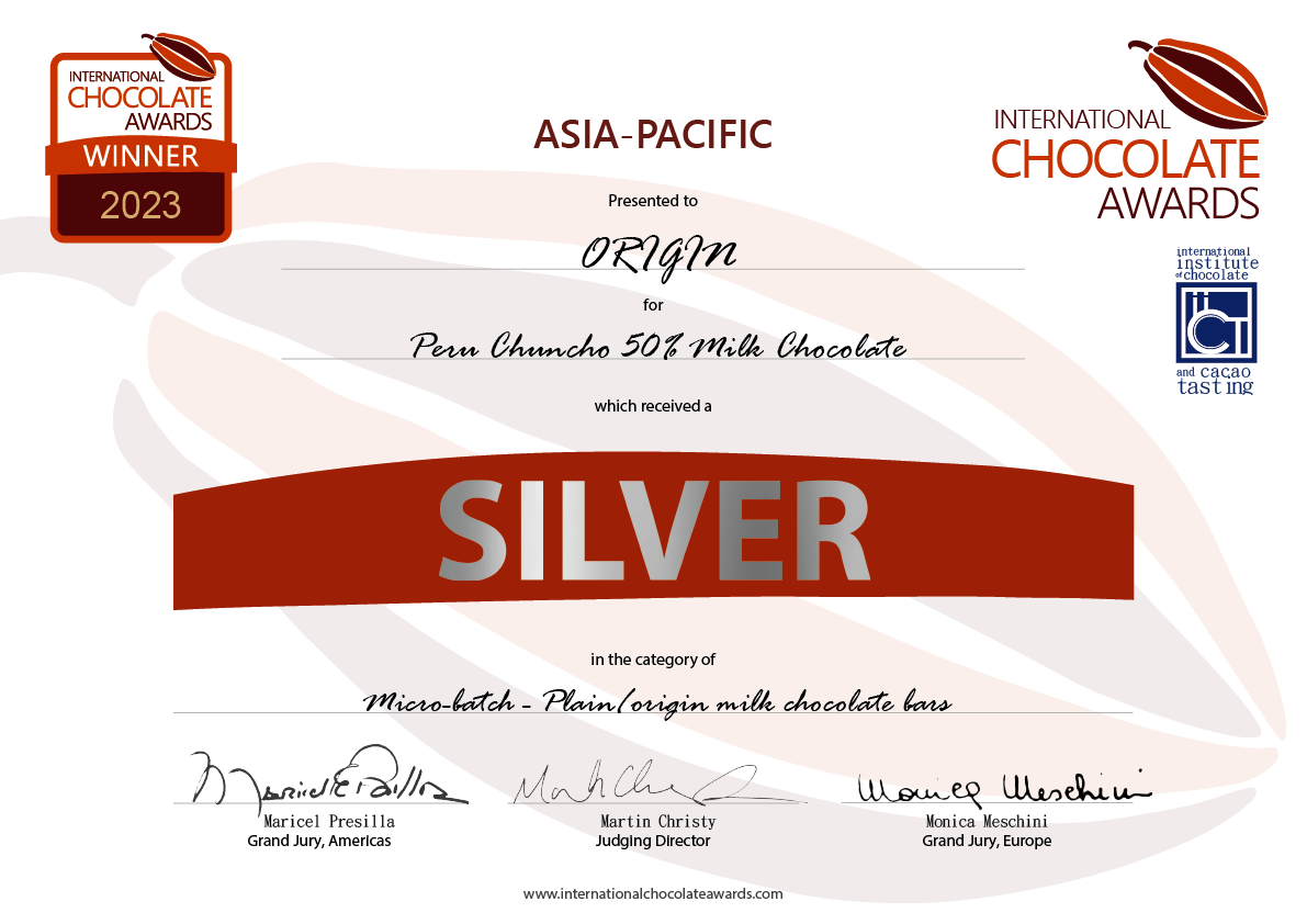 ORIGIN 祕魯chuncho牛奶巧克力 獲ICA銀牌
